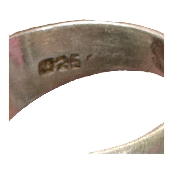 Vtg Sterling Silver 925 Multi Gemstone Inlay Band Ring Tigers Eye Malachite Sz 6 - Picture 4 of 10